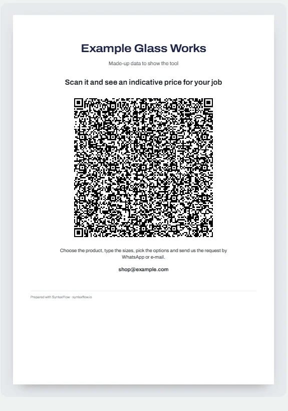 The QR poster: scan it and see an estimated price for your job