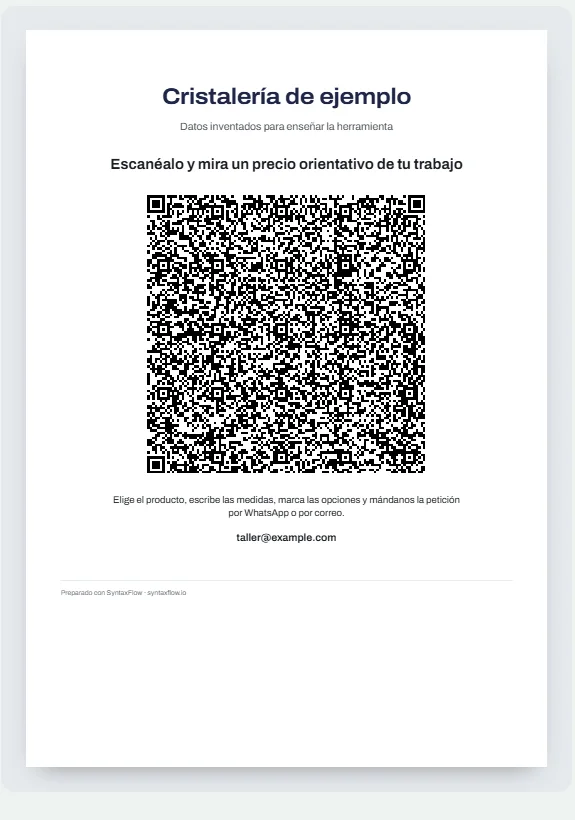 El cartel con QR: escanéalo y mira un precio orientativo de tu trabajo